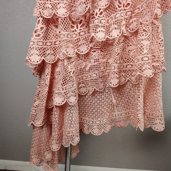 Farm Rio Guipure Lace Tiered Skirt Light Pink Size Small - Picture 12 of 16